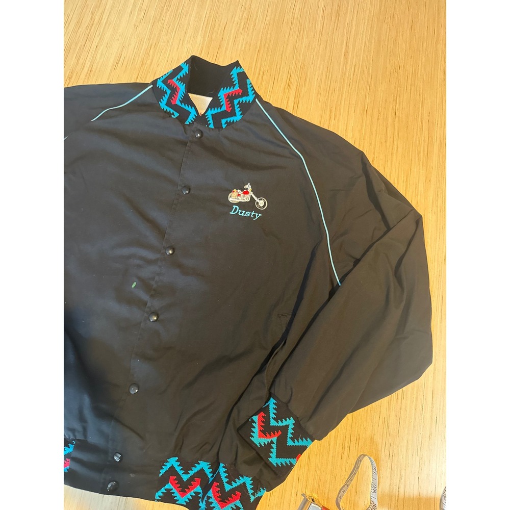 Vintage Westark USA Motorcycle Bomber Jacket Black Southwest Embroidered 2XL 38